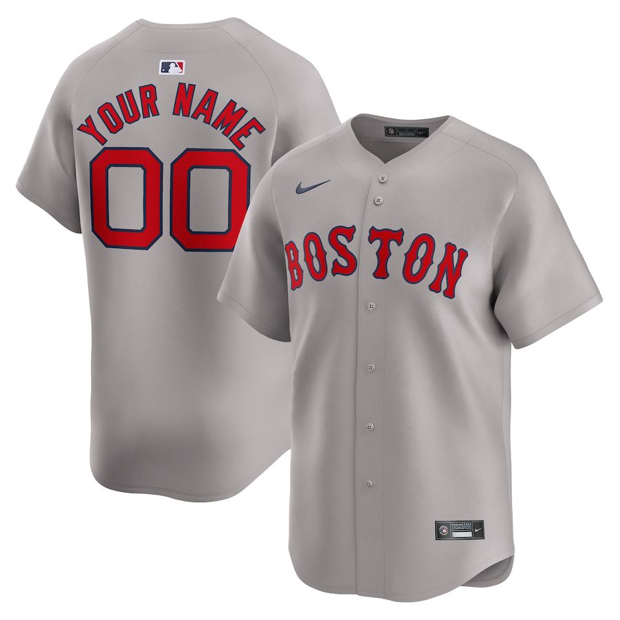 Men Boston Red Sox Nike Gray Away Limited Custom MLB Jersey->->Custom Jersey
